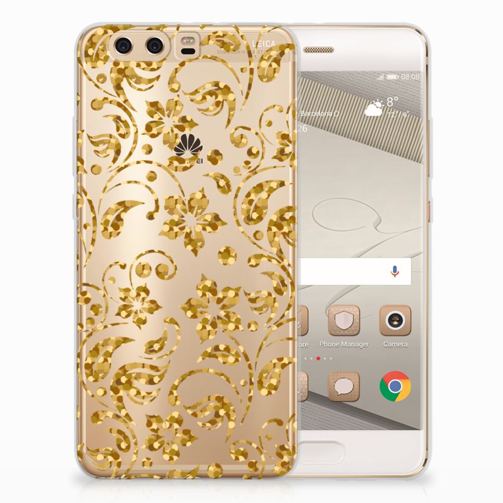 Huawei P10 Plus TPU Case Gouden Bloemen