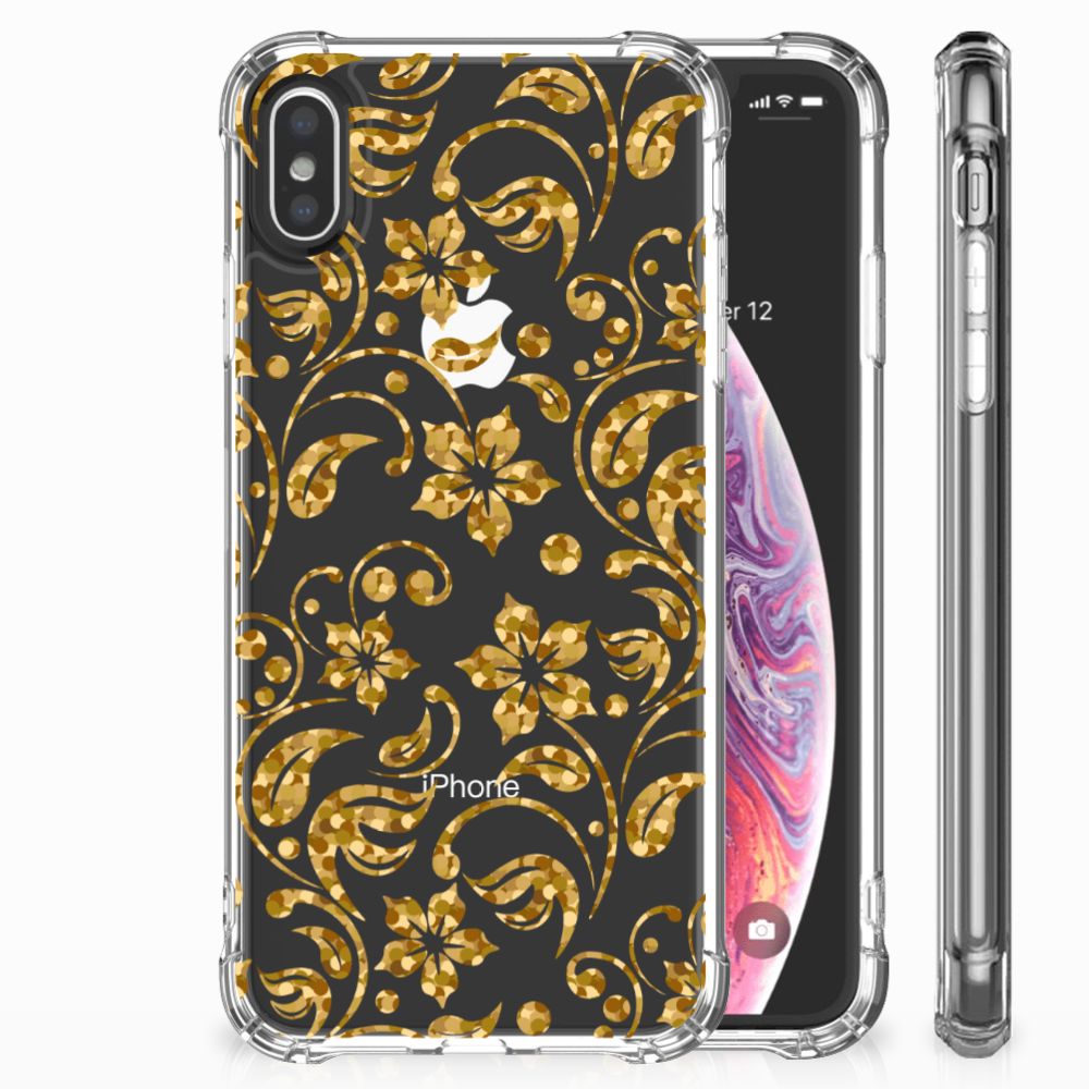 Apple iPhone X | Xs Case Gouden Bloemen