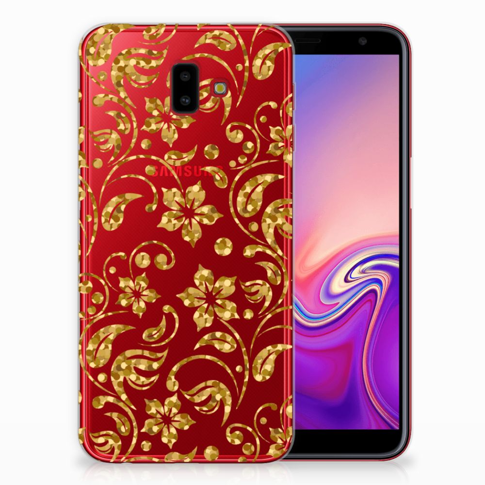 Samsung Galaxy J6 Plus (2018) TPU Case Gouden Bloemen