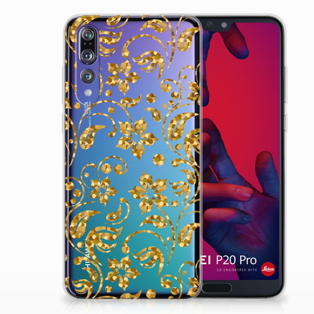 Huawei P20 Pro TPU Case Gouden Bloemen