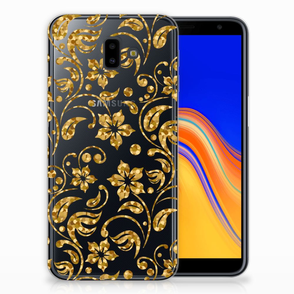 Samsung Galaxy J6 Plus (2018) TPU Case Gouden Bloemen