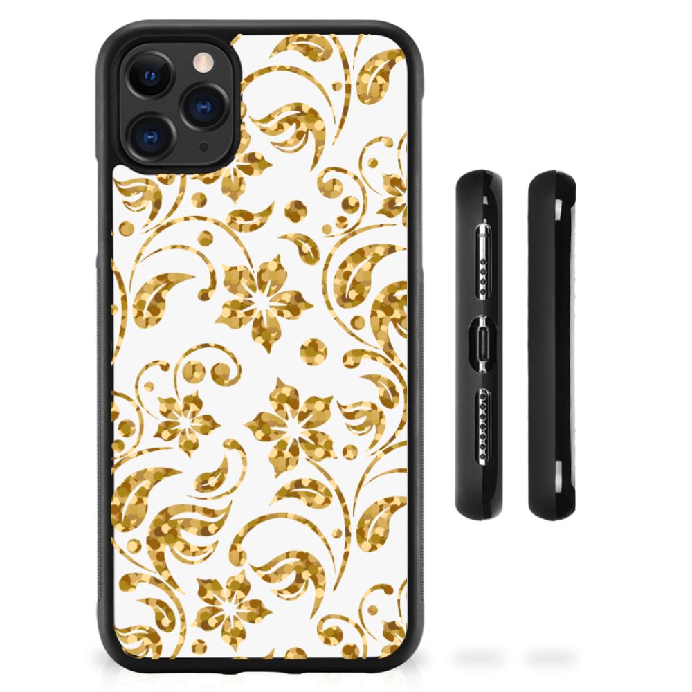 Apple iPhone 11 Pro Max Skin Case Gouden Bloemen
