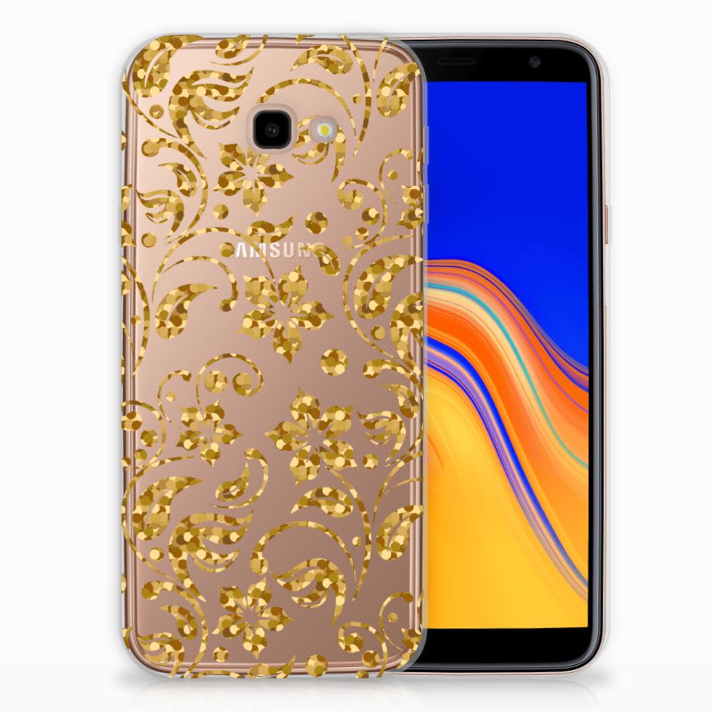 Samsung Galaxy J4 Plus (2018) TPU Case Gouden Bloemen