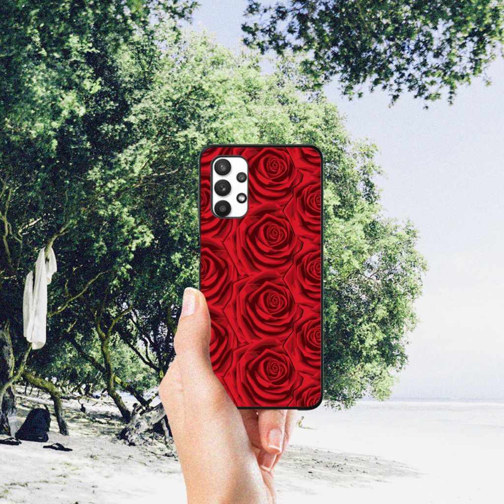Samsung Galaxy A32 5G Bloemen Hoesje Red Roses