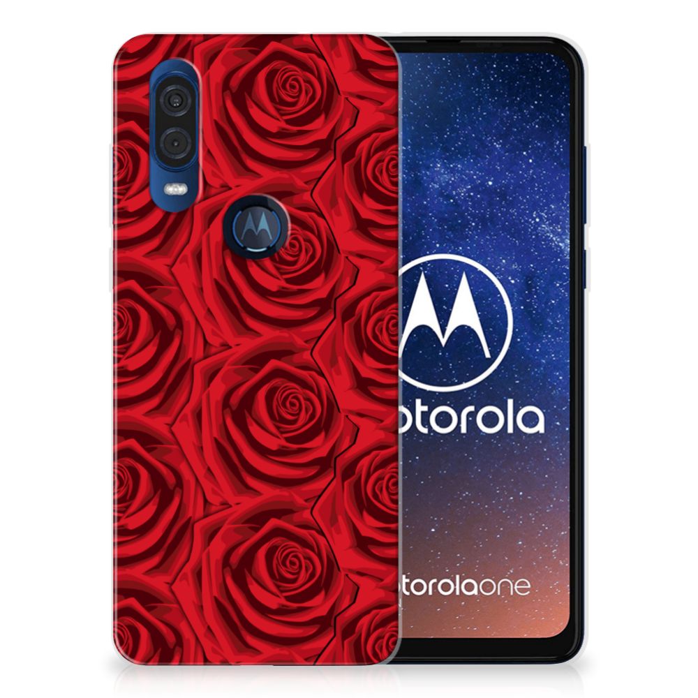 Motorola One Vision TPU Case Red Roses