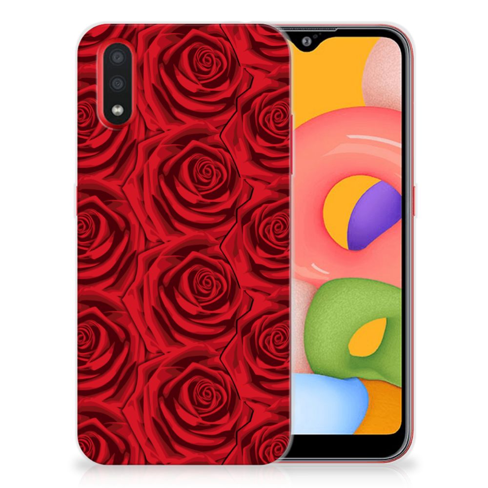 Samsung Galaxy A01 TPU Case Red Roses