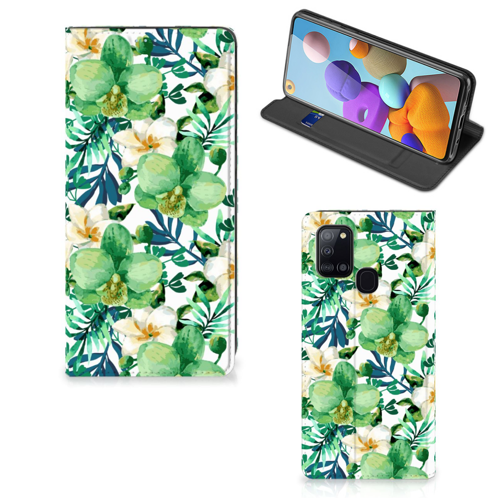 Samsung Galaxy A21s Smart Cover Orchidee Groen