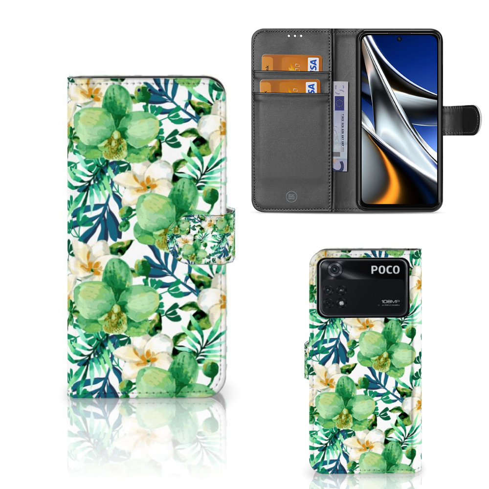 Xiaomi Poco X4 Pro 5G Hoesje Orchidee Groen
