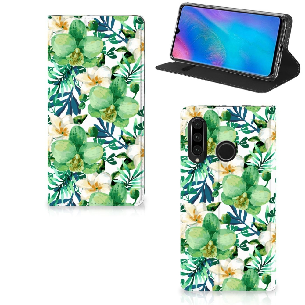Huawei P30 Lite New Edition Smart Cover Orchidee Groen