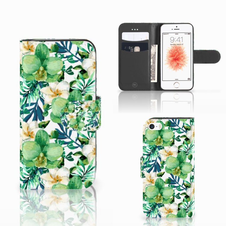 Apple iPhone 5 | 5s | SE Hoesje Orchidee Groen
