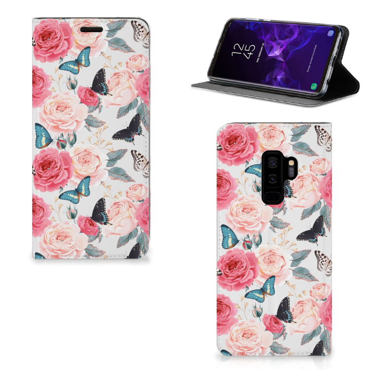 Samsung Galaxy S9 Plus Uniek Standcase Hoesje Butterfly Roses