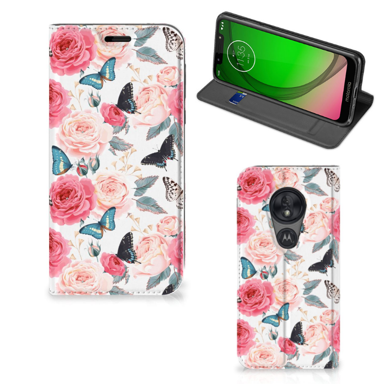 Motorola Moto G7 Play Smart Cover Butterfly Roses