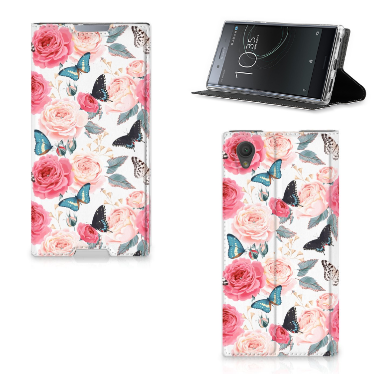 Sony Xperia L1 Uniek Standcase Hoesje Butterfly Roses