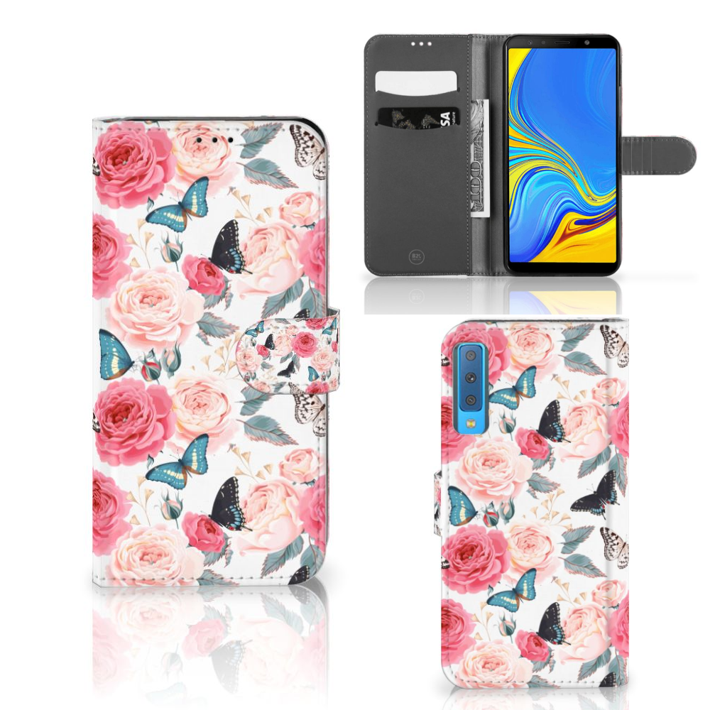 Samsung Galaxy A7 (2018) Hoesje Butterfly Roses