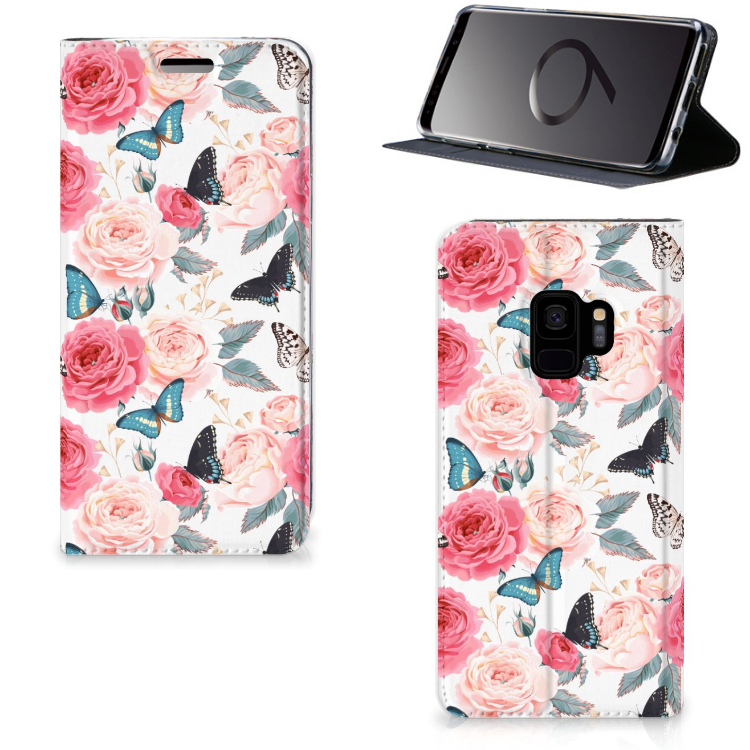 Samsung Galaxy S9 Uniek Standcase Hoesje Butterfly Roses