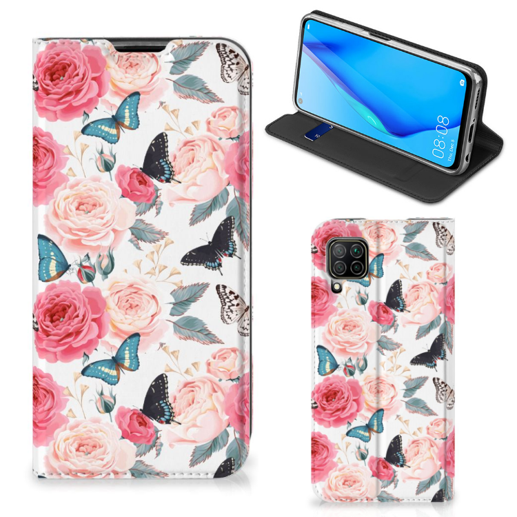 Huawei P40 Lite Smart Cover Butterfly Roses