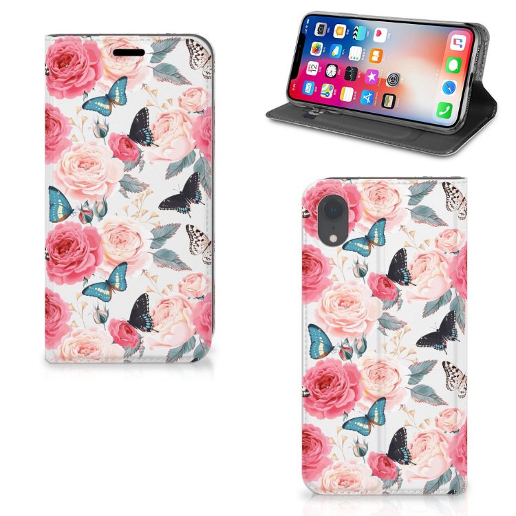 Apple iPhone Xr Uniek Standcase Hoesje Butterfly Roses