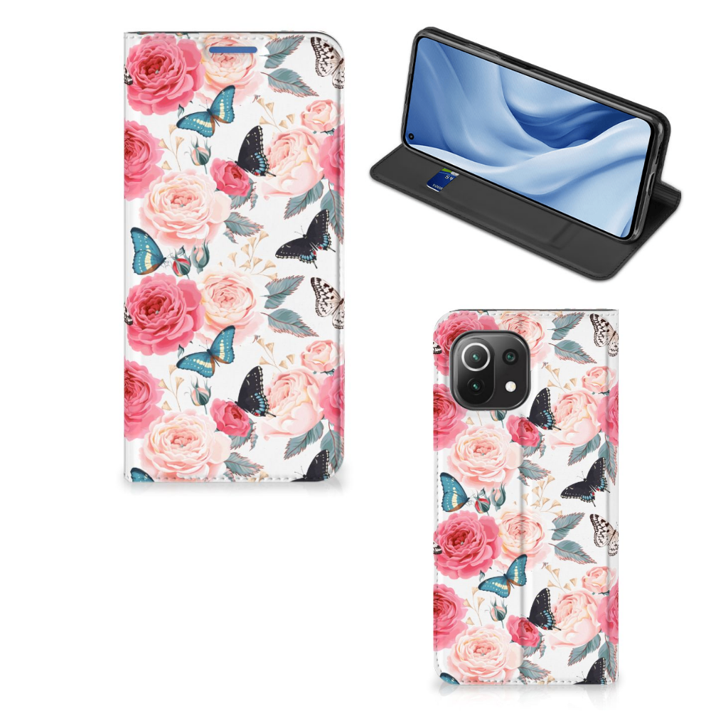 Xiaomi 11 Lite NE 5G | Mi 11 Lite Smart Cover Butterfly Roses