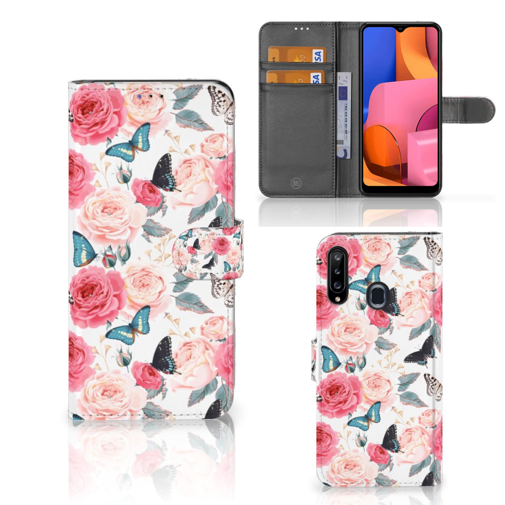 Samsung Galaxy A20s Hoesje Butterfly Roses
