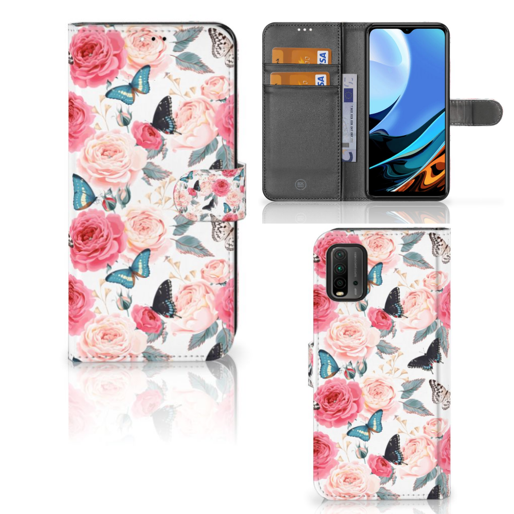 Xiaomi Redmi 9T | Poco M3 Hoesje Butterfly Roses