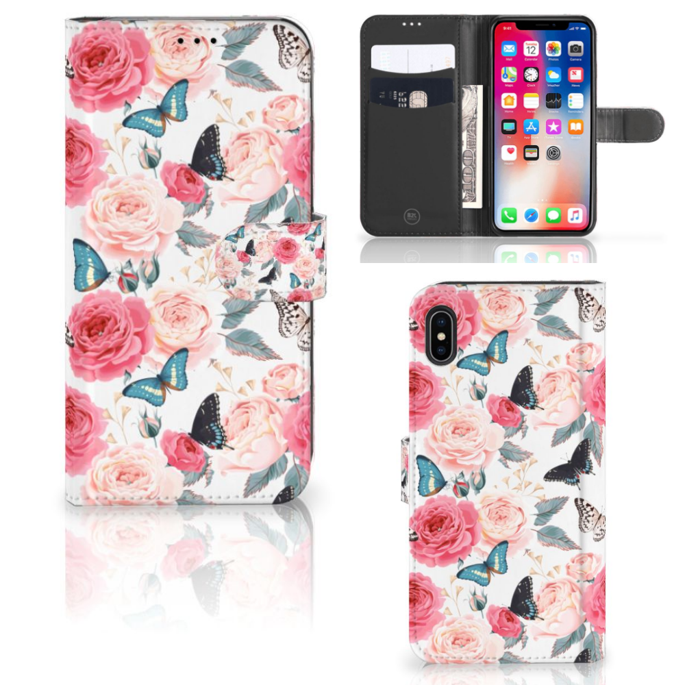 Apple iPhone Xs Max Hoesje Butterfly Roses