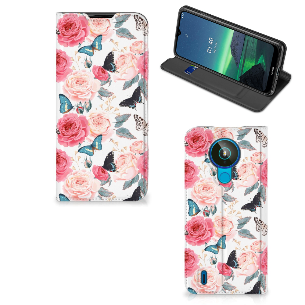Nokia 1.4 Smart Cover Butterfly Roses