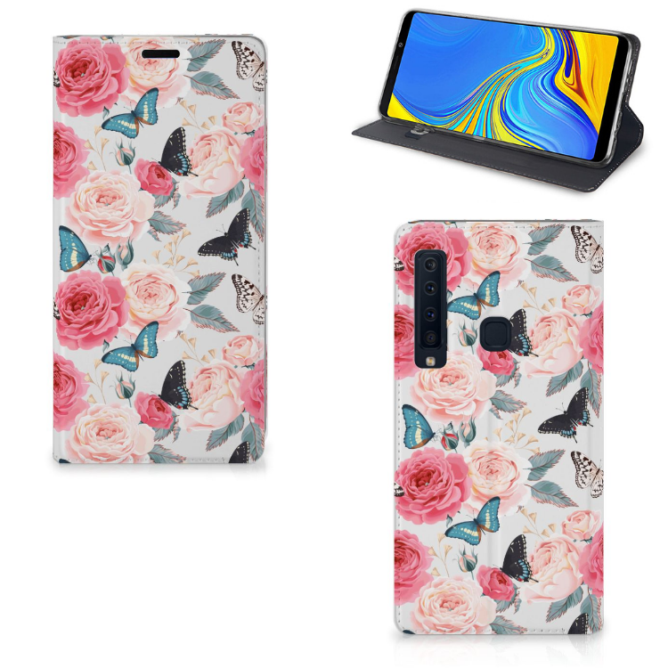 Samsung Galaxy A9 (2018) Uniek Standcase Hoesje Butterfly Roses