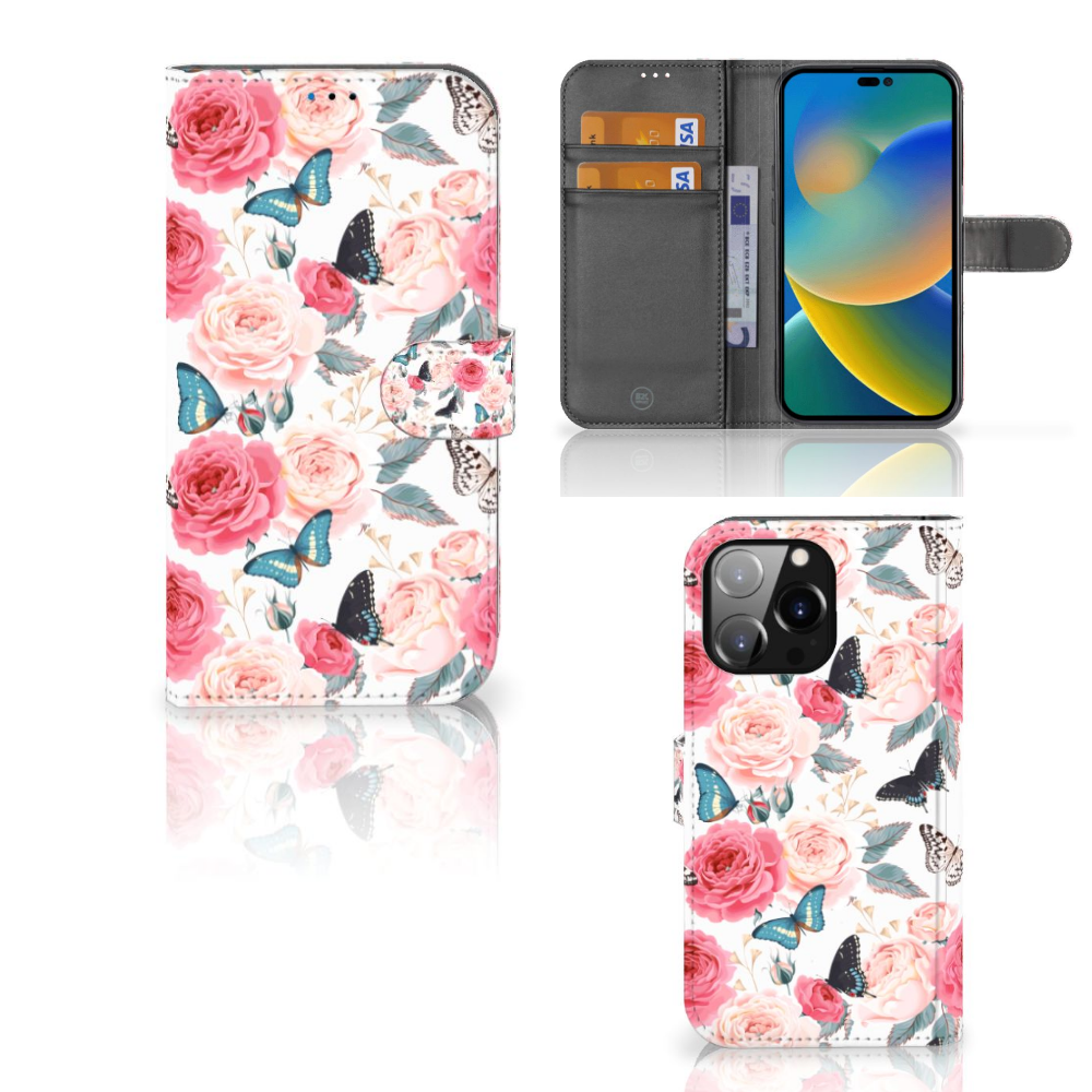 iPhone 14 Pro Max Hoesje Butterfly Roses