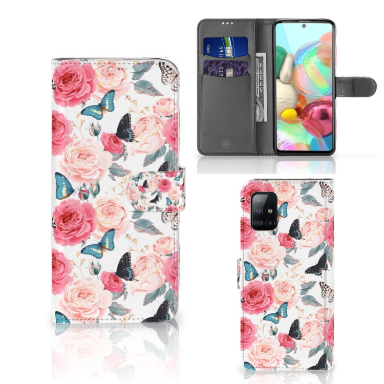 Samsung Galaxy A71 Hoesje Butterfly Roses