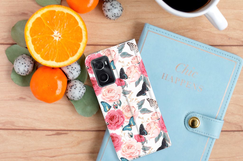 OPPO A96 | A76 Smart Cover Butterfly Roses