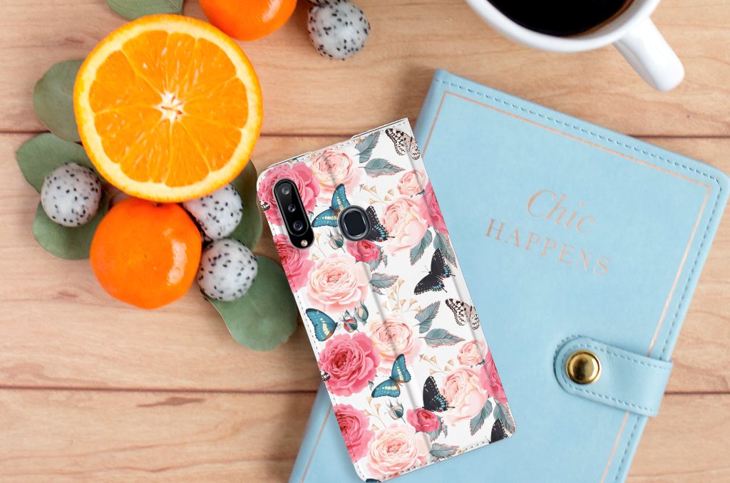 Samsung Galaxy A20s Smart Cover Butterfly Roses