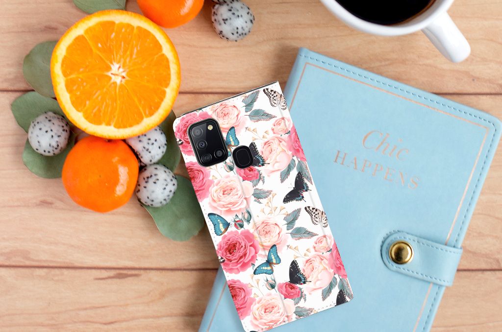 Samsung Galaxy A21s Smart Cover Butterfly Roses