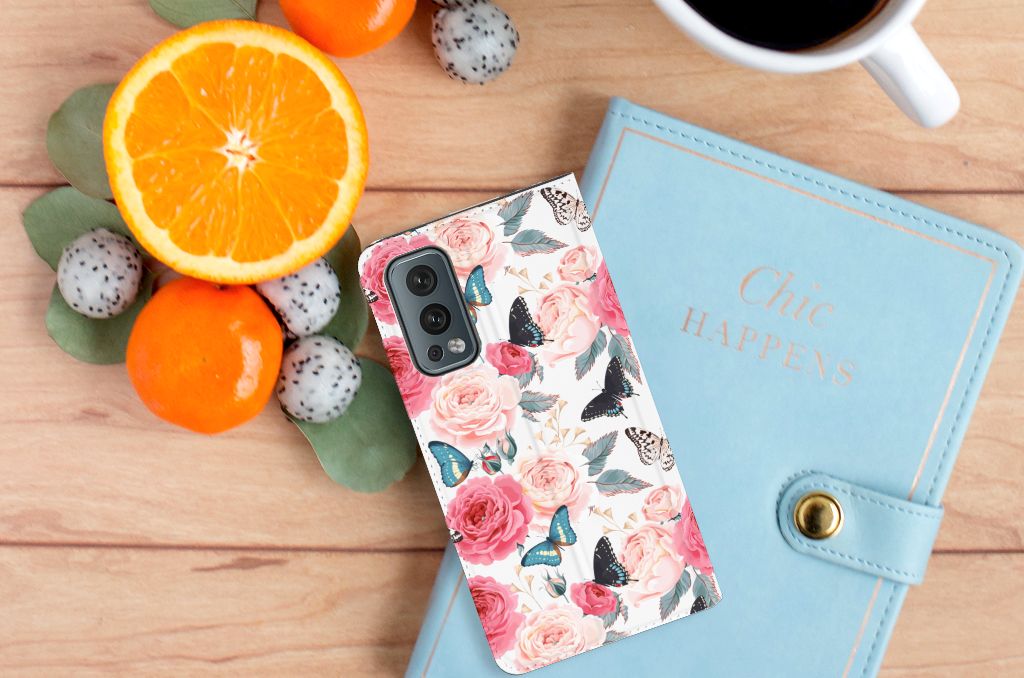 OnePlus Nord 2 5G Smart Cover Butterfly Roses