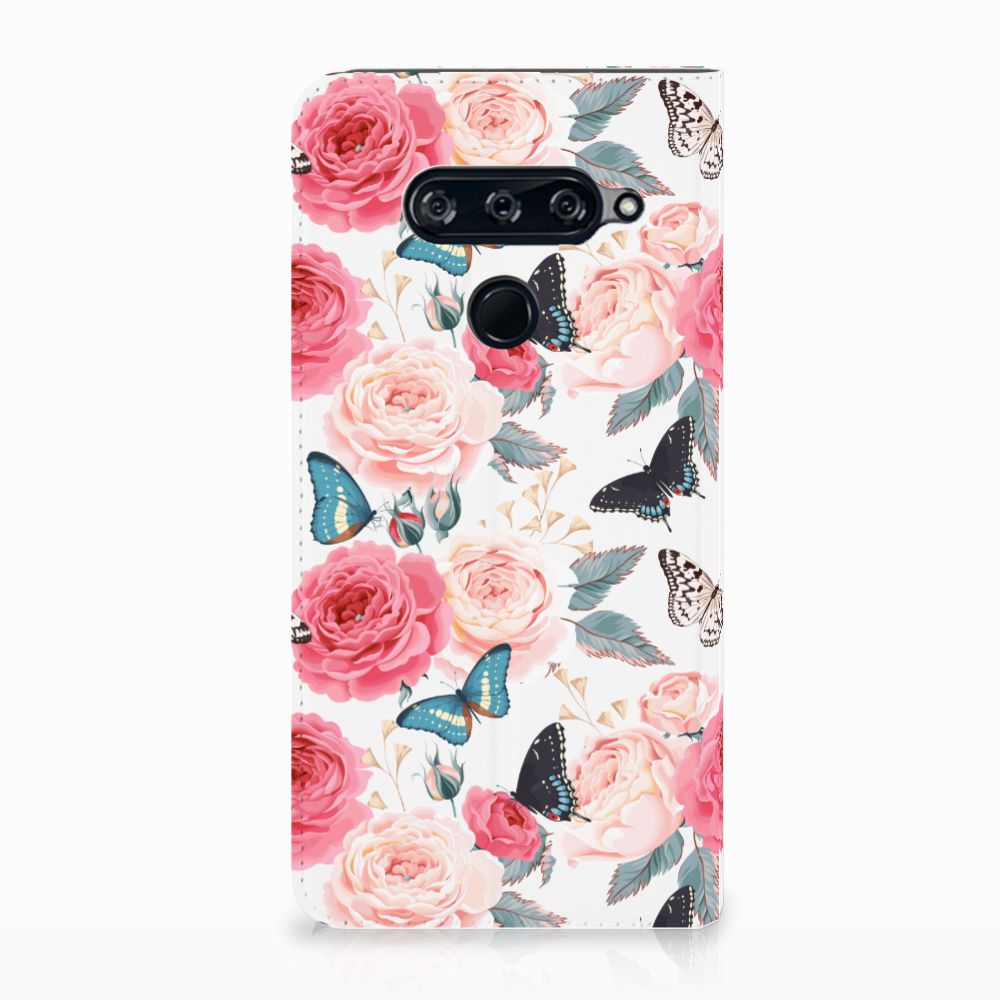 LG V40 Thinq Smart Cover Butterfly Roses