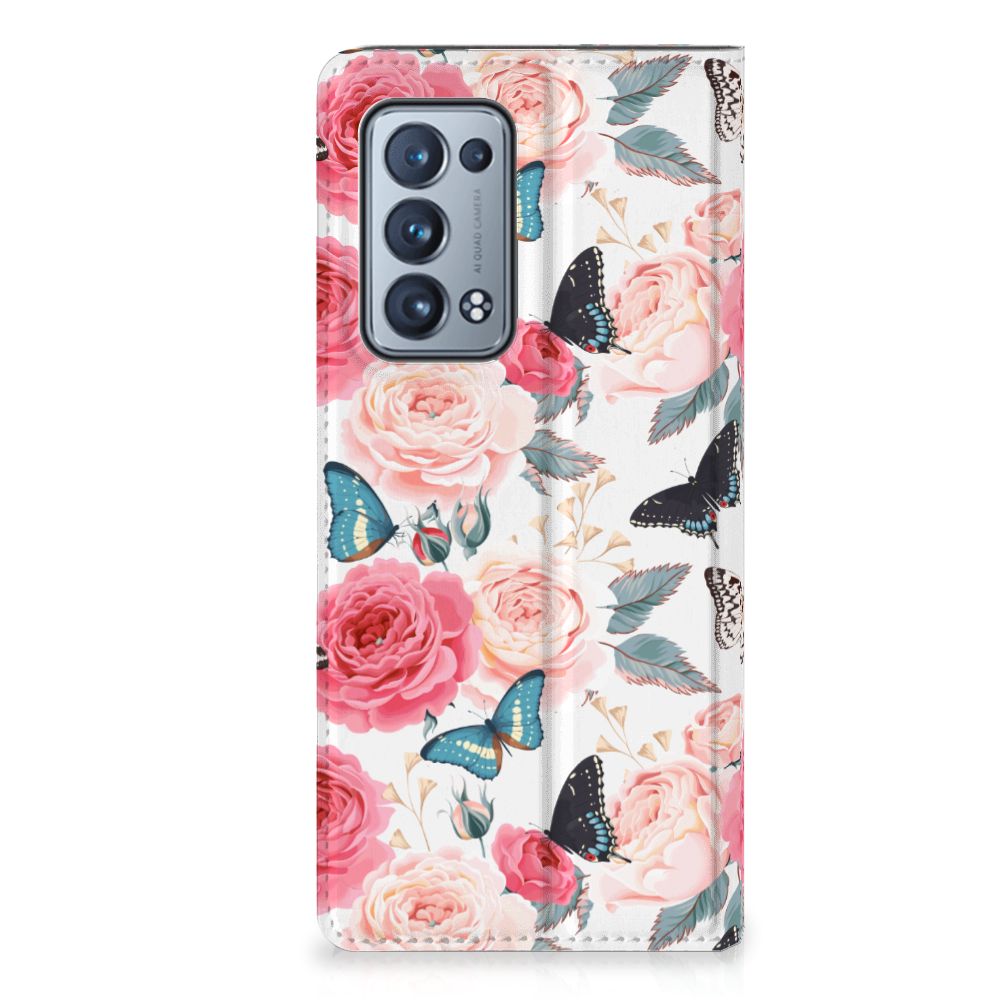 OPPO Reno 6 Pro Plus 5G Smart Cover Butterfly Roses