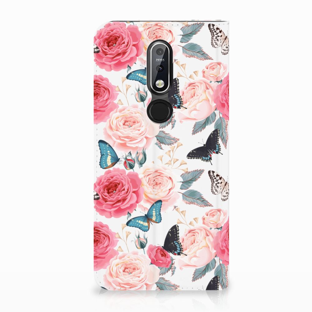 Nokia 7.1 (2018) Smart Cover Butterfly Roses