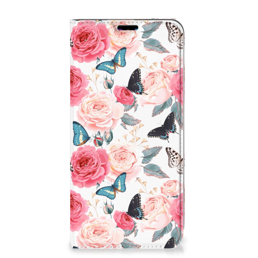 Huawei Y7 hoesje Y7 Pro (2019) Smart Cover Butterfly Roses
