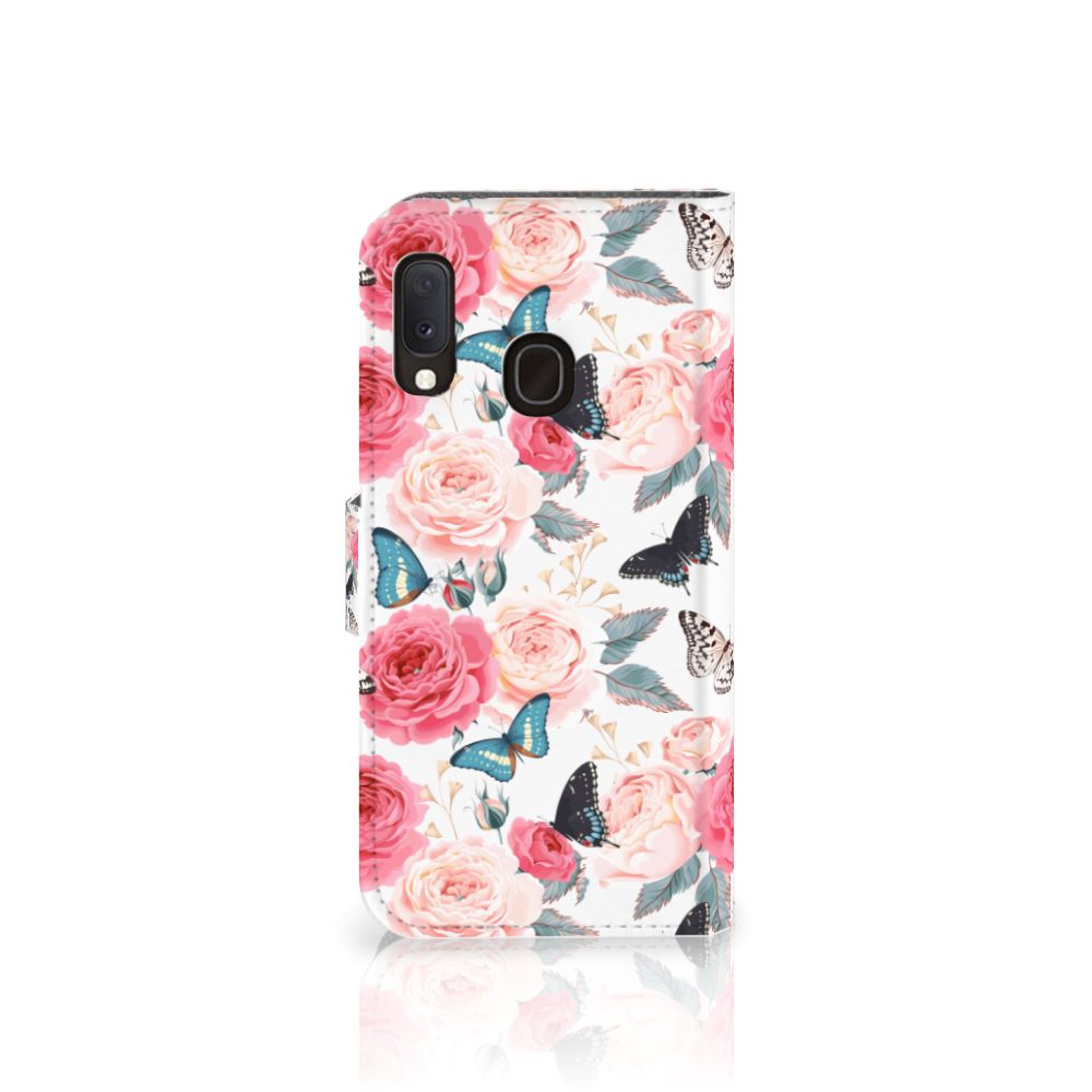 Samsung Galaxy A20e Hoesje Butterfly Roses