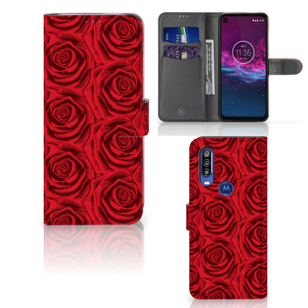 Motorola One Action Hoesje Red Roses
