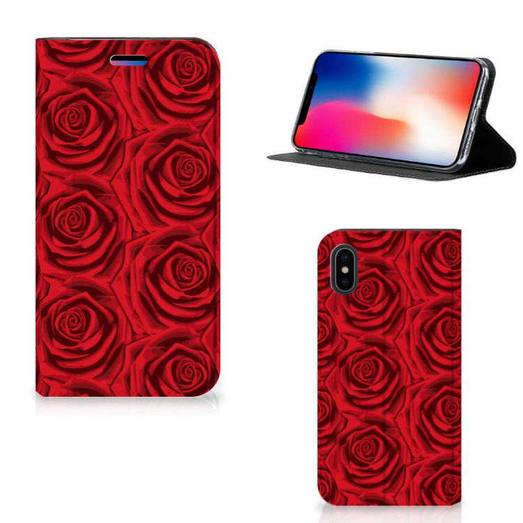 Apple iPhone X | Xs Uniek Standcase Hoesje Red Roses