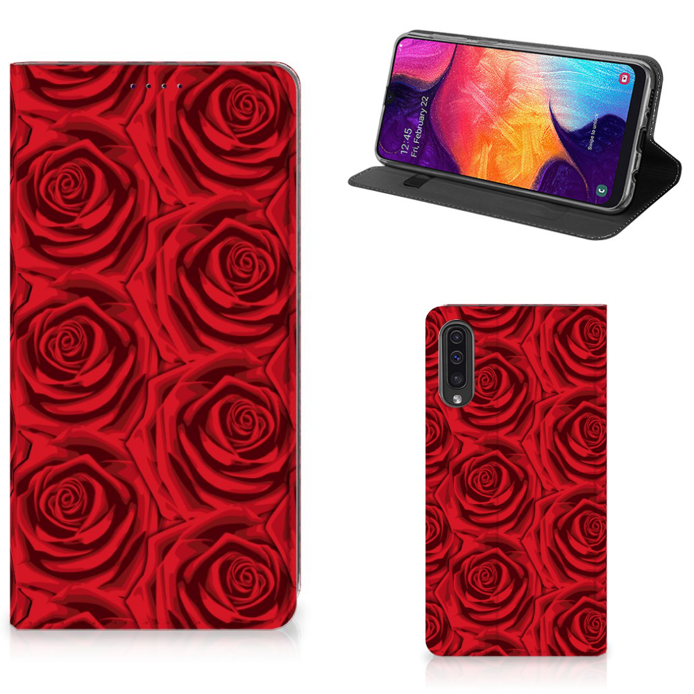 Samsung Galaxy A50 Uniek Standcase Hoesje Red Roses