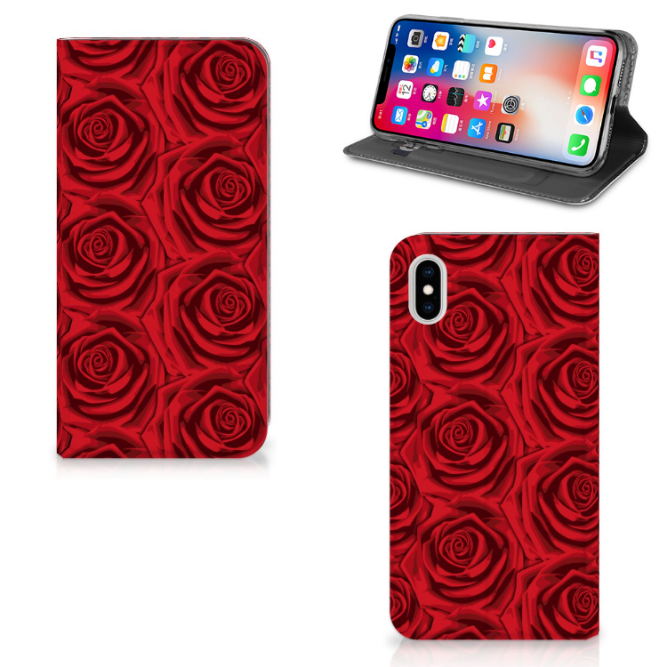 Apple iPhone Xs Max Uniek Standcase Hoesje Red Roses