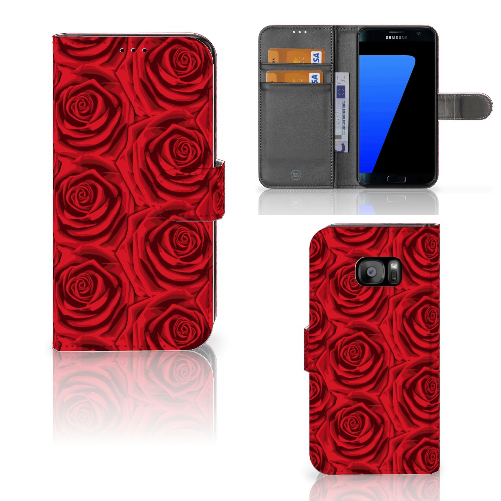 Samsung Galaxy S7 Edge Uniek Boekhoesje Red Roses