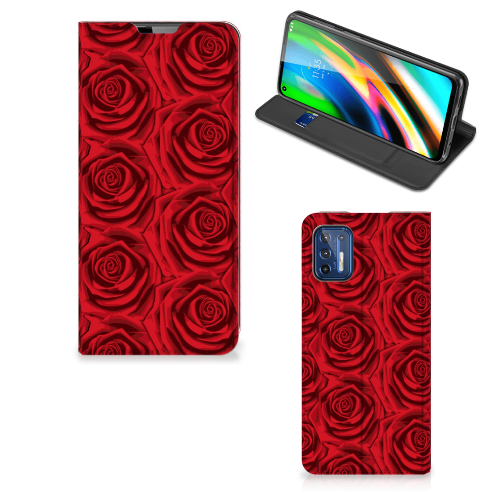 Motorola Moto G9 Plus Smart Cover Red Roses