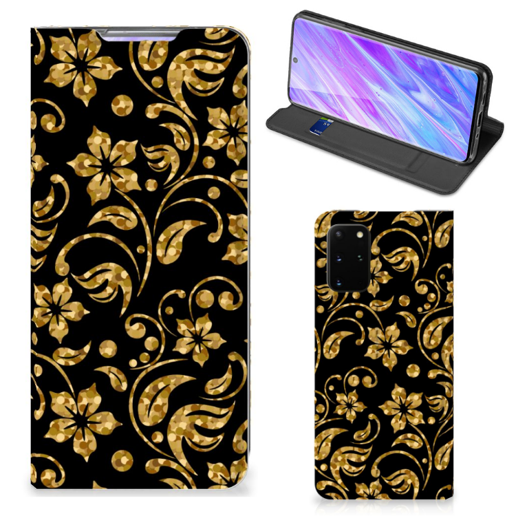 Samsung Galaxy S20 Plus Smart Cover Gouden Bloemen