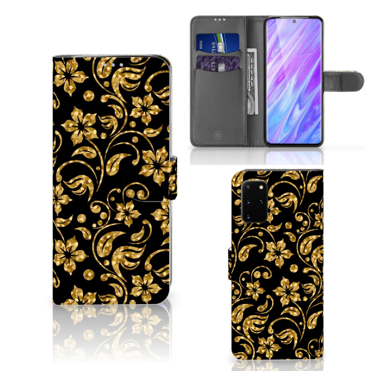 Samsung Galaxy S20 Plus Hoesje Gouden Bloemen