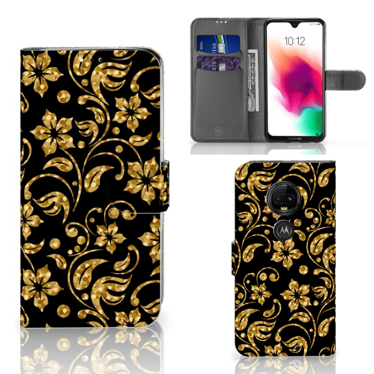 Motorola Moto G7 | G7 Plus Boekhoesje Design Gouden Bloemen