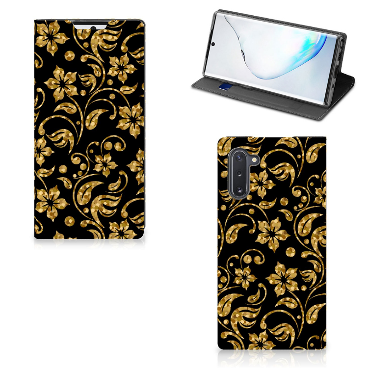 Samsung Galaxy Note 10 Smart Cover Gouden Bloemen