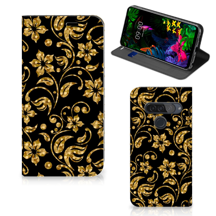 LG G8s Thinq Smart Cover Gouden Bloemen