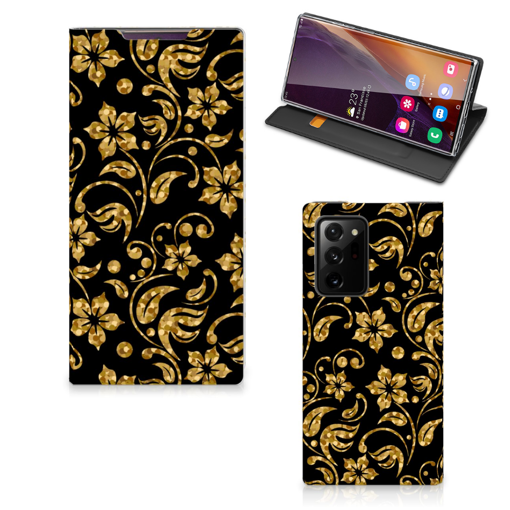 Samsung Galaxy Note 20 Ultra Smart Cover Gouden Bloemen
